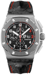 Audemars Piguet Royal Oak Offshore 48-26133ST.OO.A101CR.01 (Black Alligator Leather Strap, Méga Tapisserie Black Arabic Dial, Stainless Steel Smooth Bezel) (26133ST.OO.A101CR.01)