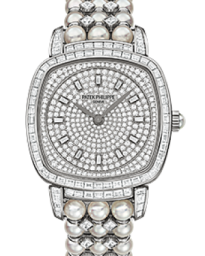 Patek Philippe Gondolo 31x34.8-7042/100G-010 (Akoya Pearls & Princess-cut Diamond-set Bracelet, Diamond-flanged Diamond-paved Index Dial, Baguette-cut Diamond Bezel) (7041R-001)