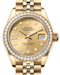 Rolex Lady-Datejust 28-279138RBR (Yellow Gold Jubilee Bracelet, Gold Diamond IX-set Champagne Dial, Diamond Bezel) (m279138rbr-0007)