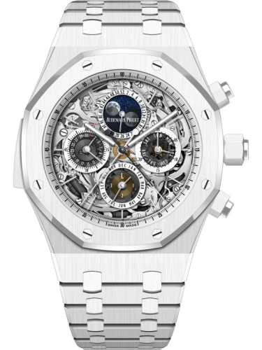 Audemars Piguet Royal Oak 44-26605CB.OO.1248CB.01 (White Ceramic Bracelet, Transparent Sapphire Index Dial, White Ceramic Smooth Bezel)