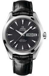 Omega Seamaster Aqua Terra 150M 43-231.13.43.22.06.001 (Black Alligator Leather Strap, Vertical-teak Black Index Dial, Stainless Steel Bezel) (Omega 231.13.43.22.06.001)