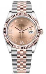 Rolex Datejust 36-126231 (Everose Rolesor Jubilee Bracelet, VI IX Gold Diamond-set Rosé Dial, Fluted Bezel)