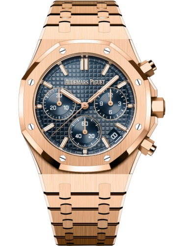 Audemars Piguet Royal Oak 41-26240OR.OO.1320OR.05 (Pink Gold Bracelet, Grande Tapisserie Bleu Nuit Nuage 50 Index Dial, Pink Gold Smooth Bezel)