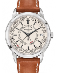 Patek Philippe Complications 40-5212A-001 (Light-brown Calfskin Strap, Silvery Opaline Index Dial, Steel Smooth Bezel) (40-5212A-001)