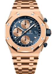 Audemars Piguet Royal Oak Offshore 42-26238OR.OO.2000OR.01 (Pink Gold Bracelet, Petite Tapisserie Blue Index Dial, Pink Gold Smooth Bezel) (26238OR.OO.2000OR.01)