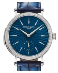 Patek Philippe Grand Complications 36-7040/250G-001 (Patinated Ocean-blue Alligator Leather Strap, Swirling Blue Enamel Index Dial, Flamme-set Diamond Bezel) (7040/250G-001)