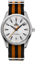 Omega Seamaster Aqua Terra 150M 41-220.12.41.21.02.003 (Black/Orange NATO Strap, Horizontal-teak Silver-toned Index Dial, Stainless Steel Bezel) (Omega 220.12.41.21.02.003)