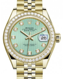 Rolex Lady-Datejust 28-279138RBR (Yellow Gold Jubilee Bracelet, Gold Diamond-set Mint-green Dial, Diamond Bezel) (m279138rbr-0026)