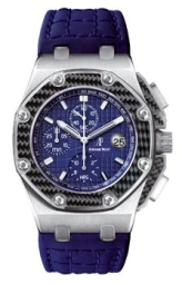 Audemars Piguet Royal Oak OffShore 42-26030PO.OO.D021IN.01 (Blue Calfskin Strap, Petite/Méga Tapisserie Blue Index Dial, Carbon Fiber Smooth Bezel) (26030PO.OO.D021IN.01)