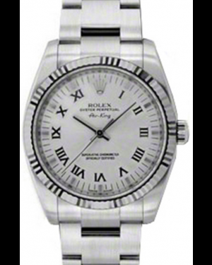 Rolex Air-King 34-114234 (Oystersteel Oyster Bracelet, Silver Roman Dial, Fluted Bezel)