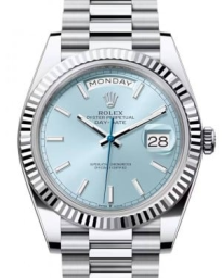 Rolex Day-Date 40-228236 (Platinum President Bracelet, Ice-blue Index Dial, Fluted Bezel) (m228236-0018)