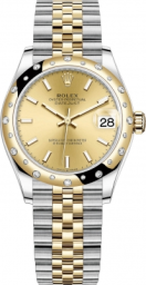 Rolex Datejust 31-278343RBR (Yellow Rolesor Jubilee Bracelet, Champagne Index Dial, Domed Diamond Bezel)