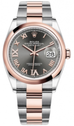 Rolex Datejust 36-126201 (Everose Rolesor Oyster Bracelet, VI IX Gold Diamond-set Rhodium Dial, Domed Bezel) (m126201-0024)