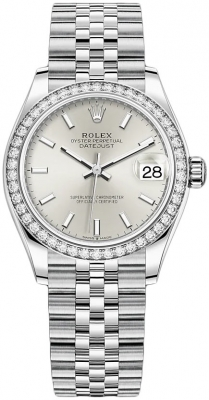 Rolex Datejust 31-278384RBR (Oystersteel Jubilee Bracelet, Silver Index Dial, Diamond Bezel)