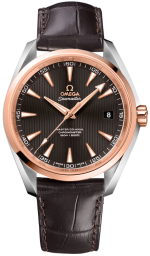 Omega Seamaster Aqua Terra 150M 41.5-231.23.42.21.06.003 (Brown Alligator Leather Strap, Vertical-teak Sun-brushed Grey Index Dial, Red Gold Bezel) (Omega 231.23.42.21.06.003)