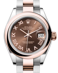 Rolex Lady-Datejust 28-279161 (Everose Rolesor Oyster Bracelet, Chocolate Roman Dial, Domed Bezel) (m279161-0010)