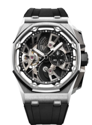Audemars Piguet Royal Oak OffShore 45-26421ST.OO.A002CA.01 (Black Rubber Strap, Transparent Sapphire Openworked Black Dial, Stainless Steel Smooth Bezel) (26421ST.OO.A002CA.01)