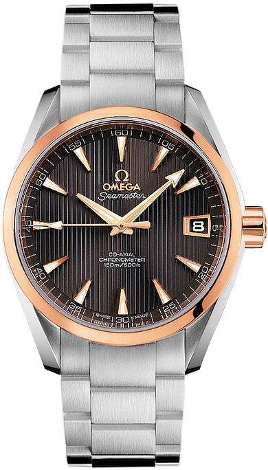 Omega Seamaster Aqua Terra 150M 38.5-231.20.39.21.06.003 (Stainless Steel Bracelet, Vertical-teak Grey Index Dial, Red Gold Bezel)