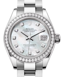 Rolex Lady-Datejust 28-279384RBR (Oystersteel Oyster Bracelet, Gold Diamond-set White MOP Dial, Diamond Bezel) (m279384rbr-0012)