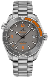 Omega Seamaster Planet Ocean 600M 43.5-215.90.44.21.99.001 (Titanium Bracelet, Grey Arabic/Index Dial, Rotating Orange Rubber/Grey Ceramic Bezel) (Omega 215.90.44.21.99.001)