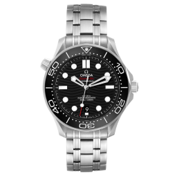 Omega Seamaster Diver 300M 42-210.30.42.20.01.001 (Stainless Steel Bracelet, Wave-embossed Black Dot Index Dial, Rotating Black Ceramic Bezel) (Omega 210.30.42.20.01.001)