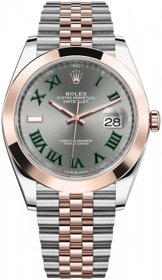 Rolex Datejust 41-126301 (Everose Rolesor Jubilee Bracelet, Slate Roman Dial, Smooth Bezel)