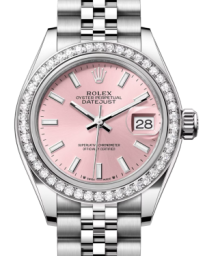 Rolex Lady-Datejust 28-279384RBR (Oystersteel Jubilee Bracelet, Pink Index Dial, Diamond Bezel) (m279384rbr-0001)