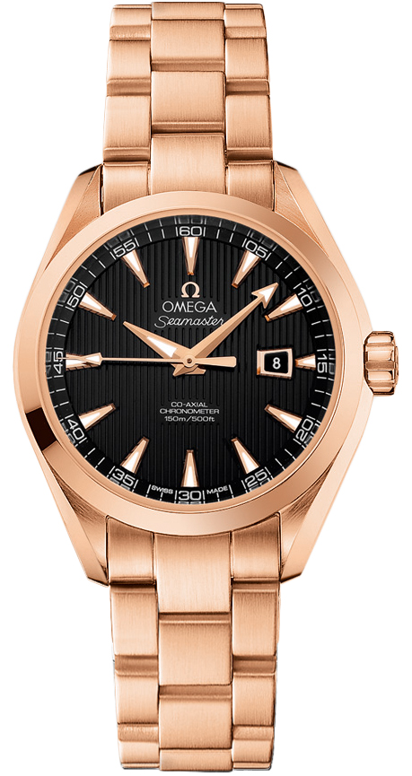 Omega Seamaster Aqua Terra 150M 34-231.50.34.20.01.002 (Red Gold Bracelet, Vertical-teak Black Index Dial, Red Gold Bezel)