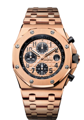 Audemars Piguet Royal Oak OffShore 42-26470OR.OO.1000OR.01 (Pink Gold Bracelet, Méga Tapisserie Pink Gold-toned Arabic Dial, Pink Gold Smooth Bezel)