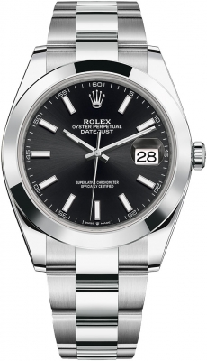 Rolex Datejust 41-126300 (Oystersteel Oyster Bracelet, Bright-black Index Dial, Smooth Bezel)