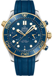 Omega Seamaster Diver 300M 44-210.22.44.51.03.001 (Blue Rubber Strap, Wave-embossed Blue Dot Index Dial, Rotating Blue Ceramic Bezel) (Omega 210.22.44.51.03.001)