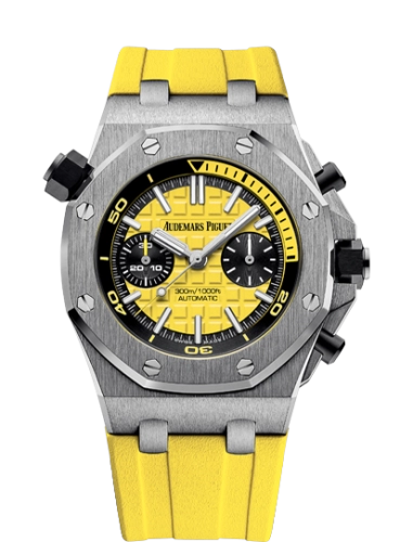 Audemars Piguet Royal Oak Offshore 42-26703ST.OO.A051CA.01 (Yellow Rubber Strap, Méga Tapisserie Yellow Index Dial, Stainless Steel Smooth Bezel)
