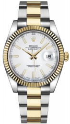 Rolex Datejust 41-126333 (Yellow Rolesor Oyster Bracelet, White Index Dial, Fluted Bezel) (m126333-0015)