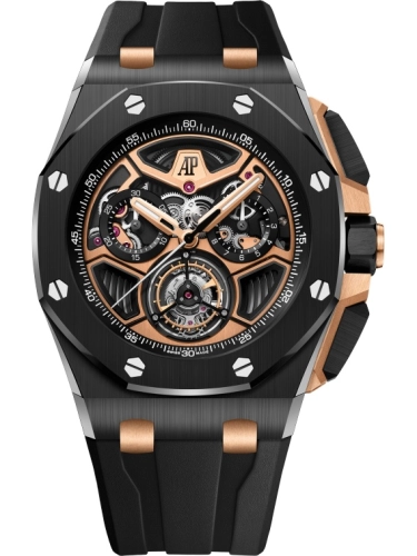 Audemars Piguet Royal Oak Offshore 43-26622CE.OO.D002CA.02 (Pink Gold & Black Rubber Strap, Black Counters & Inner Bezel Pink Gold Dial, Black Ceramic Smooth Bezel)