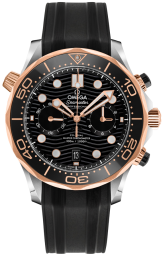 Omega Seamaster Diver 300M 44-210.22.44.51.01.001 (Black Rubber Strap, Wave-embossed Black Dot Index Dial, Rotating Black Ceramic Bezel) (Omega 210.22.44.51.01.001)