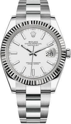 Rolex Datejust 41-126334 (Oystersteel Oyster Bracelet, White Index Dial, Fluted Bezel)