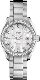 Omega Seamaster Aqua Terra 150M 30-231.15.30.61.55.001 (Stainless Steel, Vertical-teak White MOP Diamond Index Dial, Stainless Steel Diamond-set Bezel) (Omega 231.15.30.61.55.001)