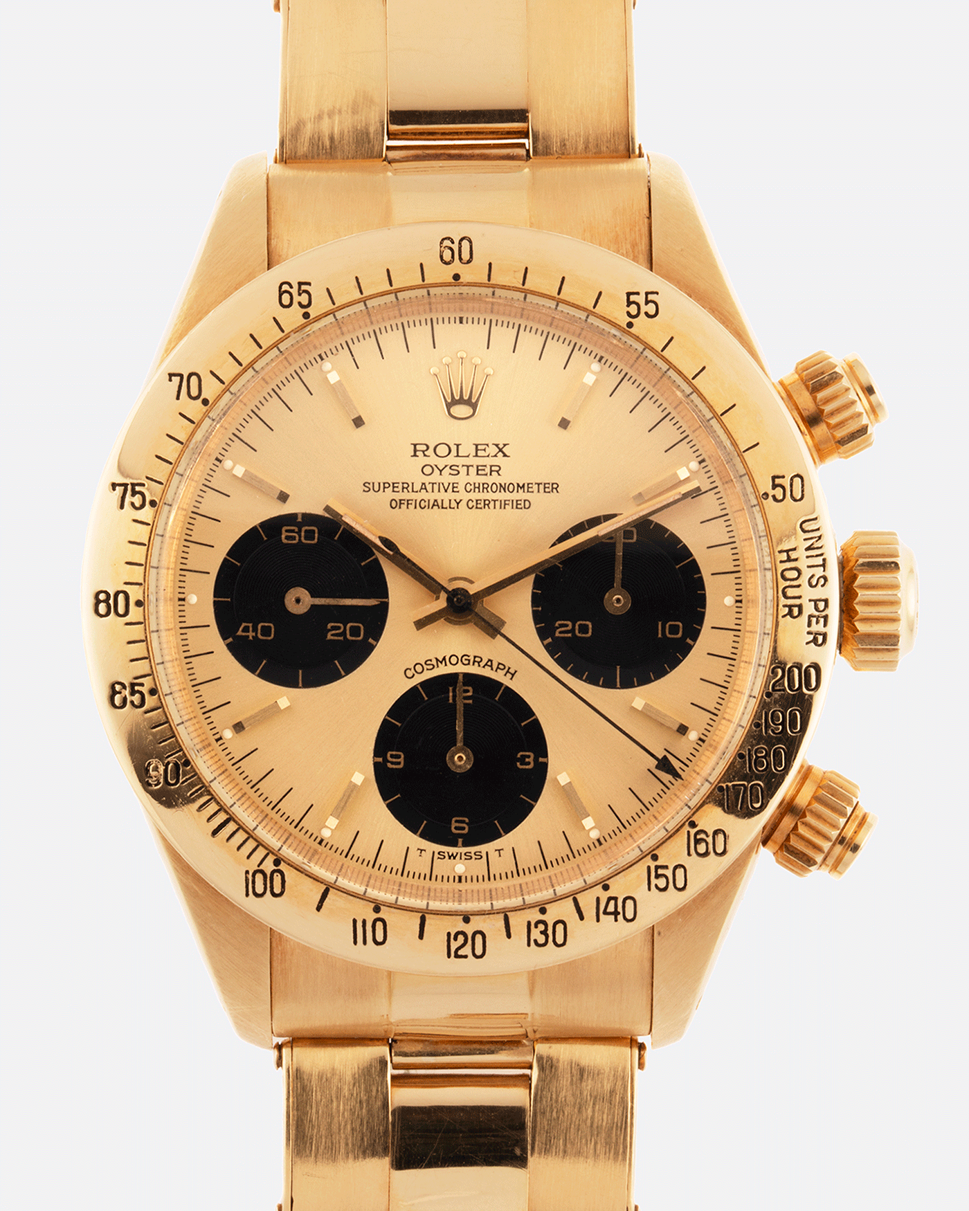 Rolex Daytona 6265 (Yellow Gold Oyster Bracelet, Gold Dial, Black Subdials)