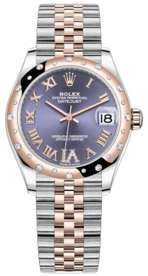 Rolex Datejust 31-278341RBR (Everose Rolesor Jubilee Bracelet, VI Diamond-set Aubergine Dial, Domed Diamond Bezel)