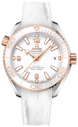 Omega Seamaster Planet Ocean 600M 39.5-215.23.40.20.04.001 (White Alligator Leather Strap, White Ceramic Index Dial, Rotating White Ceramic Bezel) (Omega 215.23.40.20.04.001)