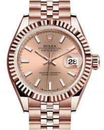 Rolex Lady-Datejust 28-279175 (Everose Gold Jubilee Bracelet, Rosé Index Dial, Fluted Bezel) (m279175-0026)