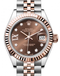 Rolex Lady-Datejust 28-279171 (Everose Rolesor Jubilee Bracelet, Gold Diamond IX-set Chocolate Dial, Fluted Bezel) (m279171-0003)