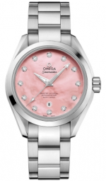 Omega Seamaster Aqua Terra 150M 34-231.10.34.20.57.003 (Stainless Steel Bracelet, Pink MOP Diamond Index Dial, Stainless Steel Bezel) (Omega 231.10.34.20.57.003)