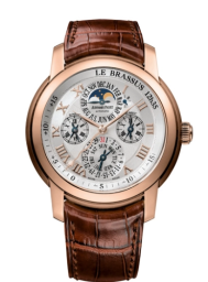 Audemars Piguet Jules Audemars 43-26003OR.OO.D088CR.01 (Brown Alligator Leather Strap, Silver-toned Roman Dial, Pink Gold Smooth Bezel) (26003OR.OO.D088CR.01)