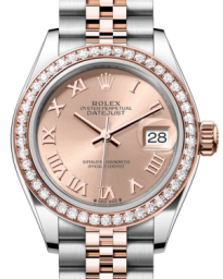 Rolex Lady-Datejust 28-279381RBR (Everose Rolesor Jubilee Bracelet, Rosé Roman Dial, Diamond Bezel) (m279381rbr-0025)