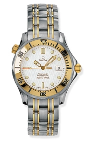 Omega Seamaster Diver 300M 36.25-2362.20.00 (Yellow Gold & Stainless Steel Bracelet, Wave-embossed White Dot Index Dial, Rotating Yellow Gold Bezel)