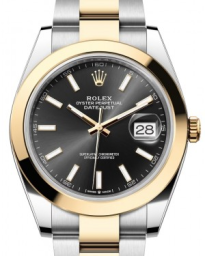 Rolex Datejust 41-126303 (Yellow Rolesor Oyster Bracelet, Bright-black Index Dial, Smooth Bezel) (m126303-0013)