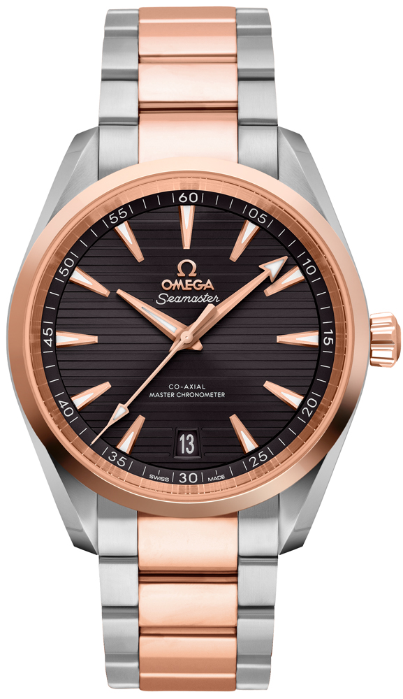 Omega Seamaster Aqua Terra 150M 41-220.20.41.21.06.001 (Stainless Steel & Sedna Gold Bracelet, Horizontal-teak Black Index Dial, Sedna Gold Bezel)