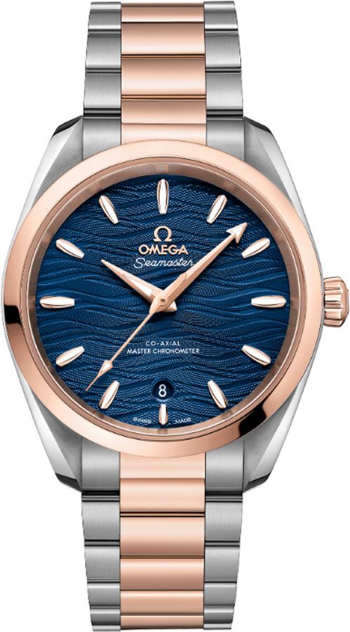 Omega Seamaster Aqua Terra 150M 38-220.20.38.20.03.001 (Stainless Steel & Sedna Gold Bracelet, Wave-embossed Blue Index Dial, Sedna Gold Bezel)