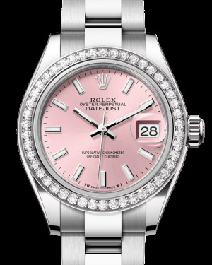 Rolex Lady-Datejust 28-279384RBR (Oystersteel Oyster Bracelet, Pink Index Dial, Diamond Bezel)